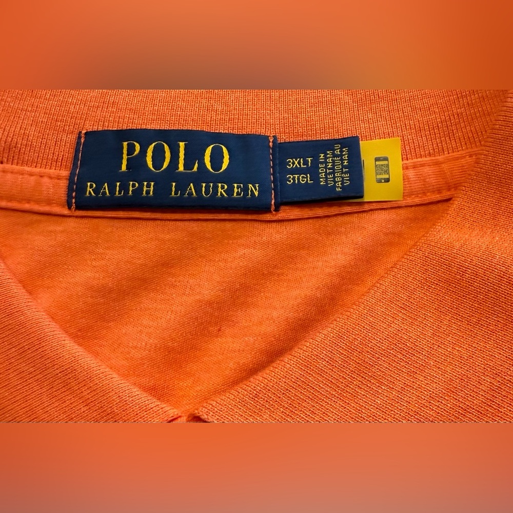 Polo Ralph Lauren Polo Shirt Orange Classic Fit Mens Size 3XL‎ Tall - Picture 4 of 5